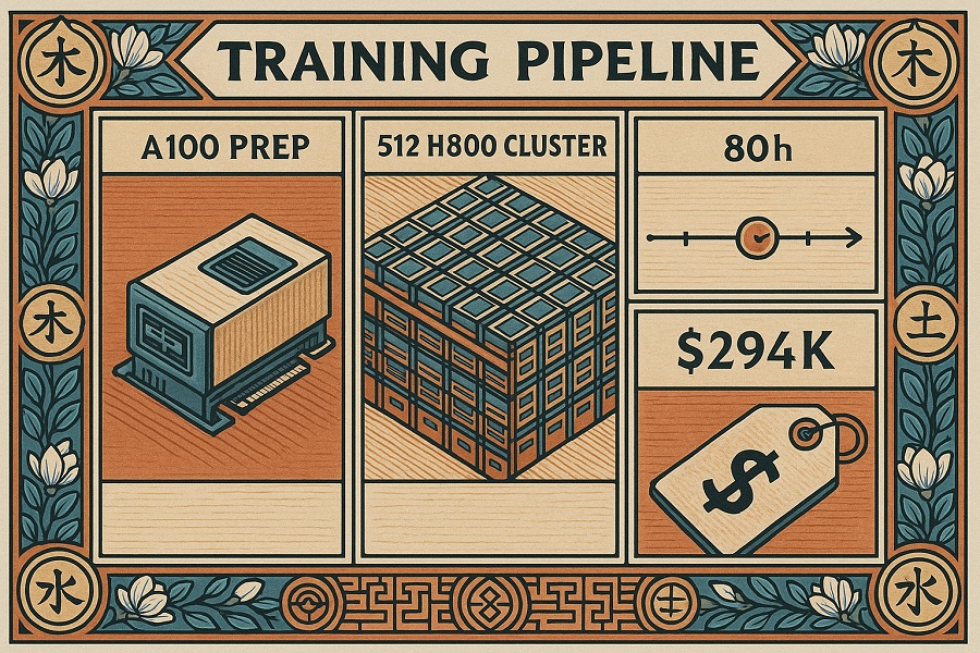 中国开源黑马DeepSeek改写AI科技竞赛规则Isometric GPU Infographic Chinese open-source dark horse DeepSeek trained top-notch AI Rewrite the rules of the global science and technology competition