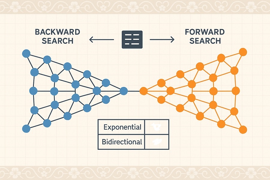 Bidirectional Search Infographic Easy AI Course Introduction 双向搜索信息图 很容易懂的AI课