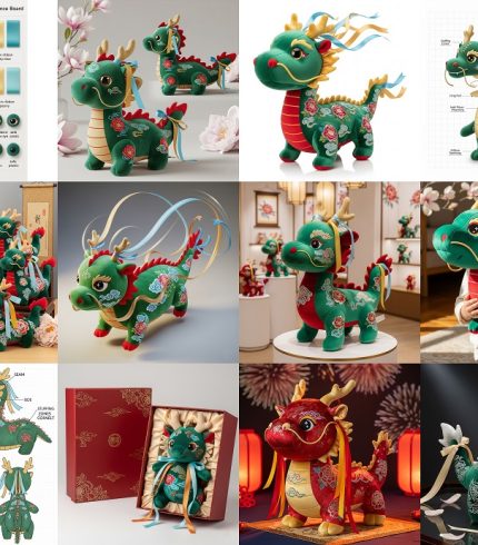 Tang-Style Dragon Plush AI Prompt & Image Bundle AI Design Product