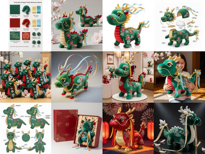 Tang-Style Dragon Plush AI Prompt & Image Bundle AI Design Product